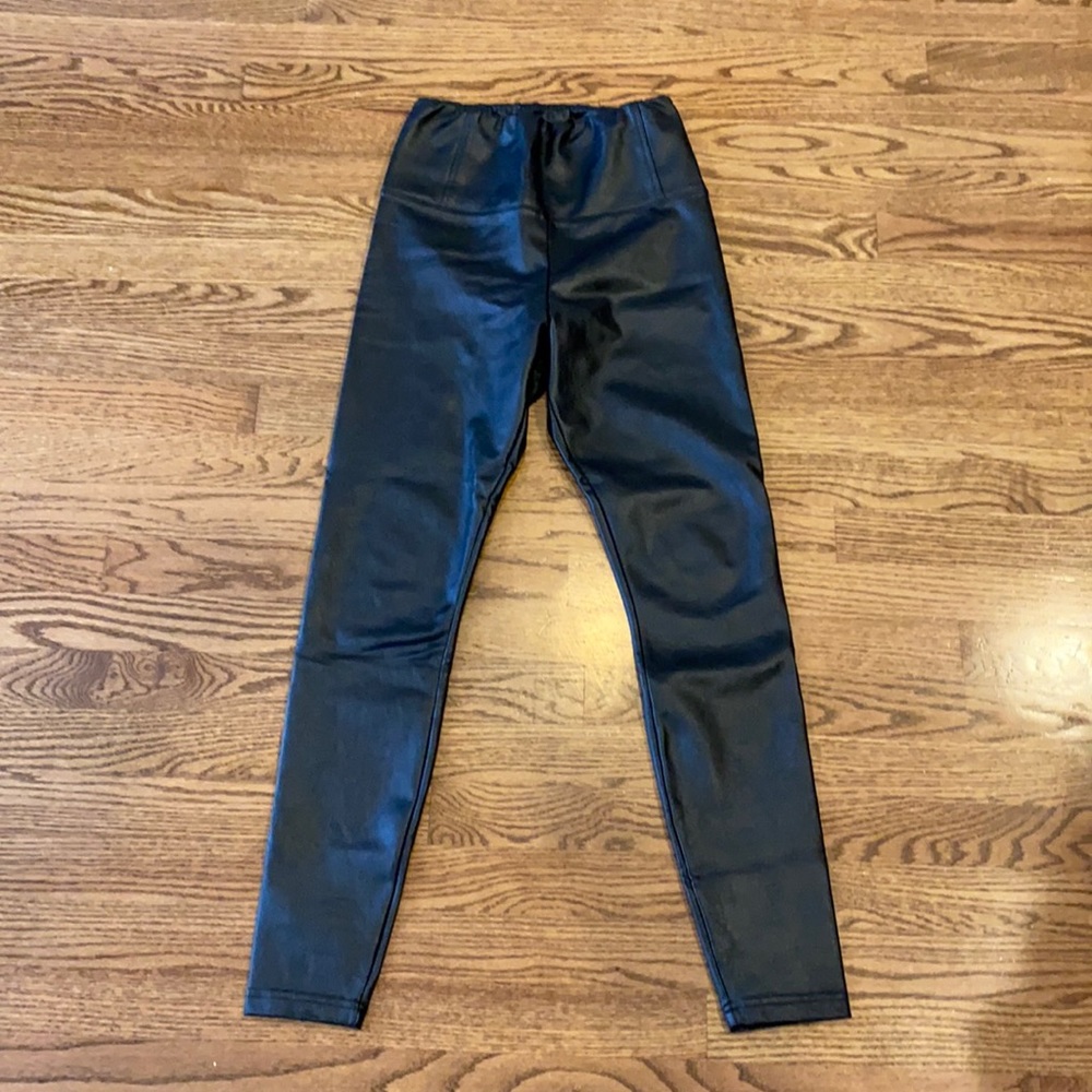 Black faux leather leggings